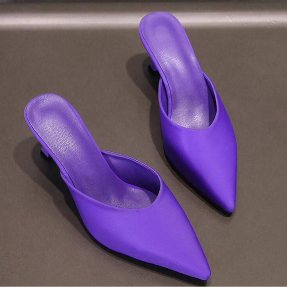 High Heels Purple Sheepskin Pointed Toe